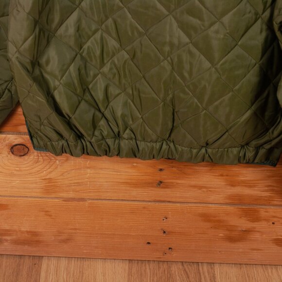 Vintage 70s Quilted Zip-up Liner Jacket in Olive Green - Women's LG / Men's MD - Picture 9 of 9